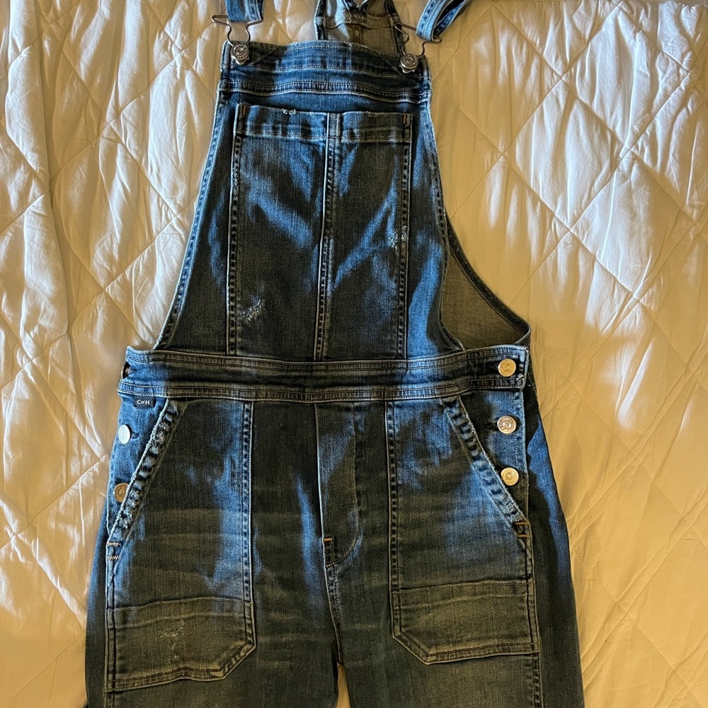 Medium wash overall pants